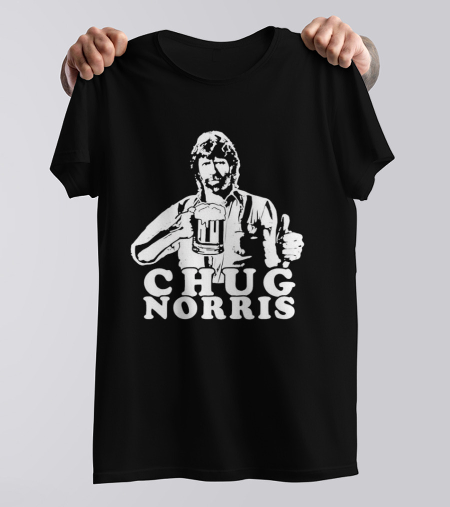 Chug Norris Drinking Beer Thumbs Up T-Shirt