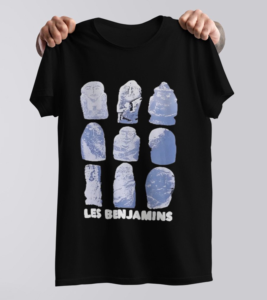 Les Benjamins Stylized Blue Stone Figures Collection T-Shirt