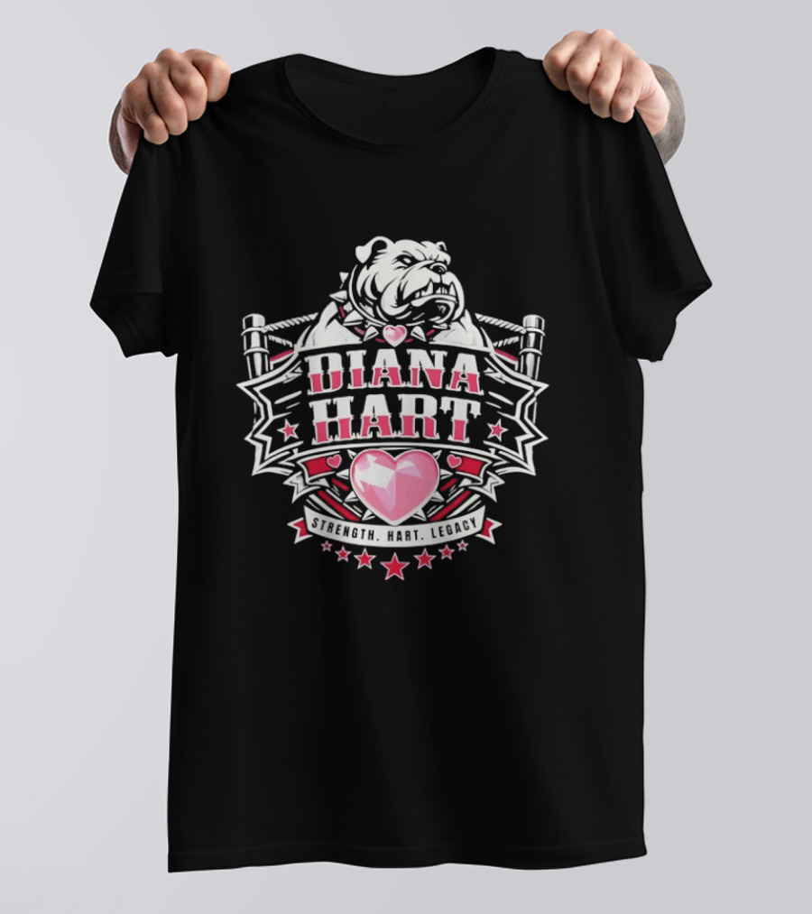 Diana Hart Bulldog Pink Heart Legacy Stars T-Shirt