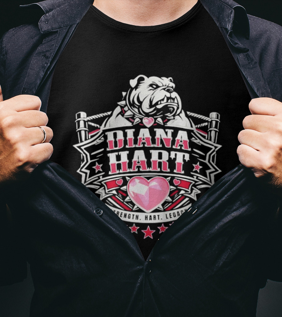 Diana Hart Bulldog Pink Heart Legacy Stars T-Shirt