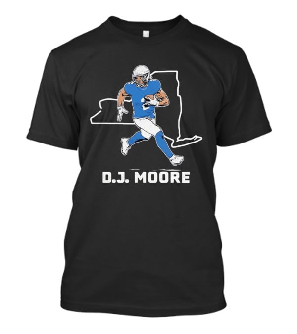 DJ Moore Football Player Carolina Panthers New York Map T-Shirt