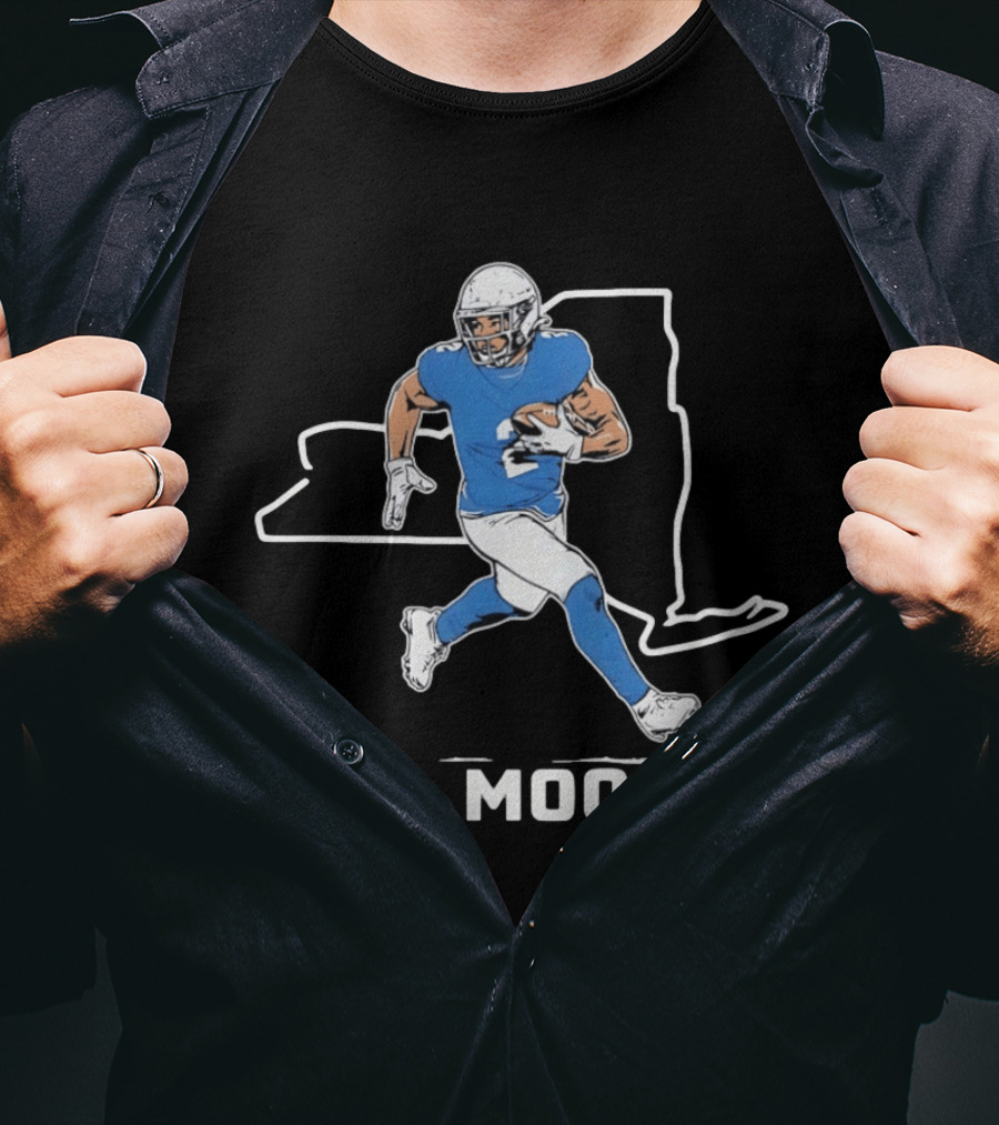 DJ Moore Football Player Carolina Panthers New York Map T-Shirt
