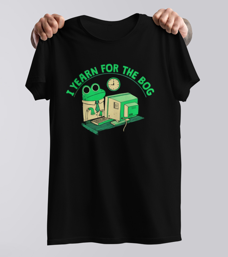 Frog Yearning For The Bog With Retro Computer Charm T-Shirt