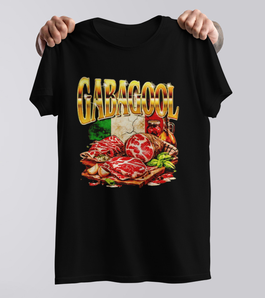 Gabagool Italian Cuisine With Italian Flag And Traditional Ingredients T-Shirt