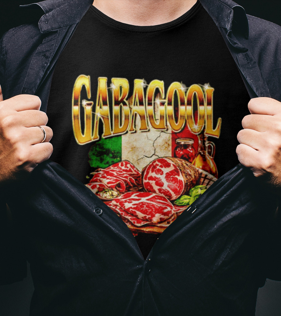 Gabagool Italian Cuisine With Italian Flag And Traditional Ingredients T-Shirt