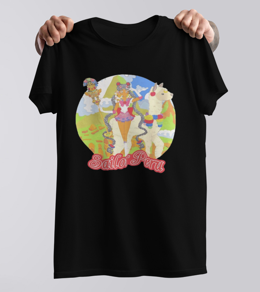 Sailor Moon Sailor Peru Anime Crossover With Llama And Traditional Peruvian T-Shirt