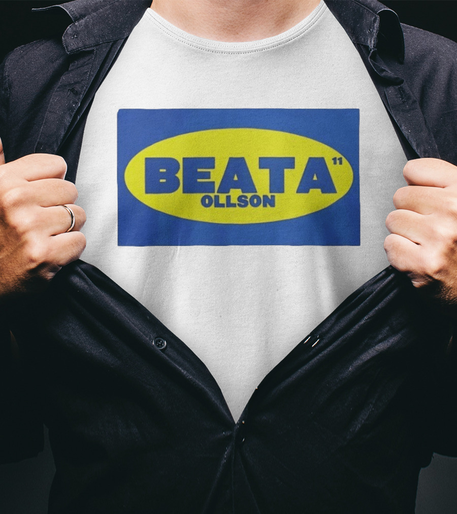 BEATA OLLSON 11 Blue Yellow Oval T-Shirt