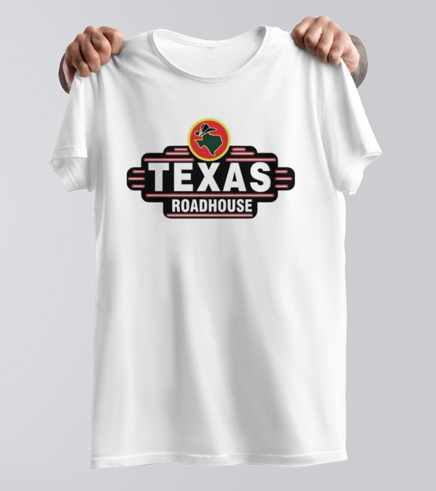 Texas Roadhouse Neon Western Logo Cowboy Hat State Shape T-Shirt