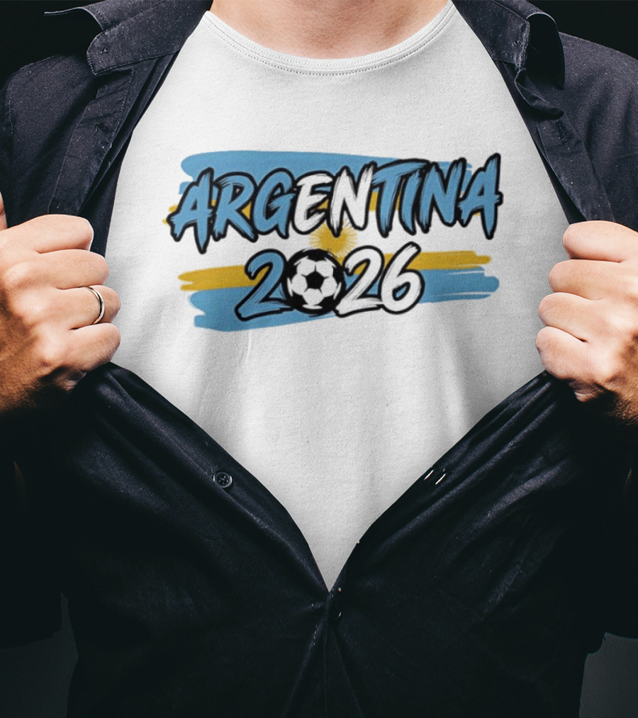 Argentina 2026 Soccer Flag With Football T-Shirt