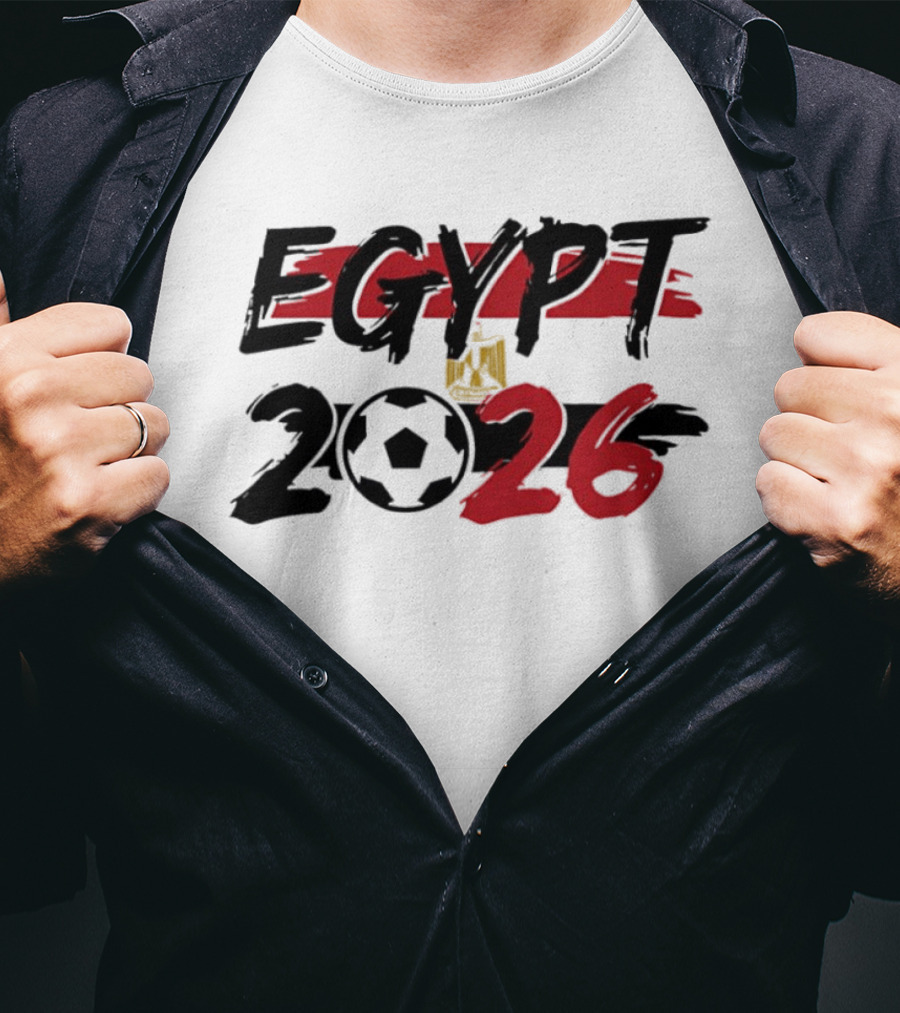 Egypt 2026 World Cup Soccer Emblem And Flag T-Shirt