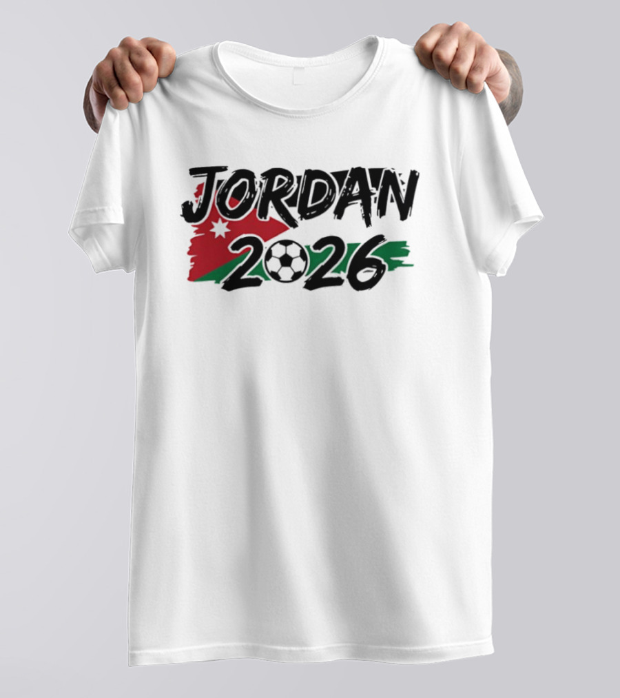 Jordan 2026 World Cup Soccer Team Flag Map Football T-Shirt