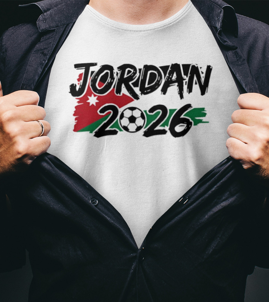 Jordan 2026 World Cup Soccer Team Flag Map Football T-Shirt