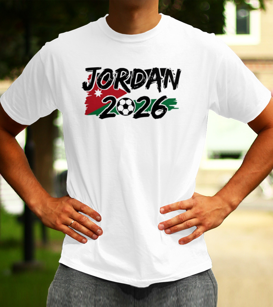 Jordan 2026 World Cup Soccer Team Flag Map Football T-Shirt