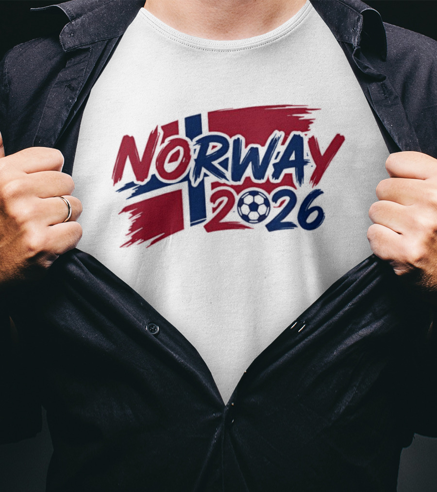 Norway 2026 Soccer National Team Flag Style Soccer Ball T-Shirt