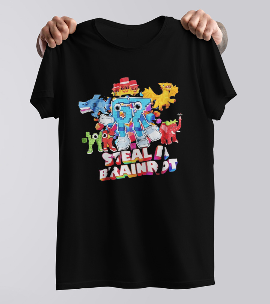 Steal A Brainrot 67 Blocks Colorful Characters T-Shirt