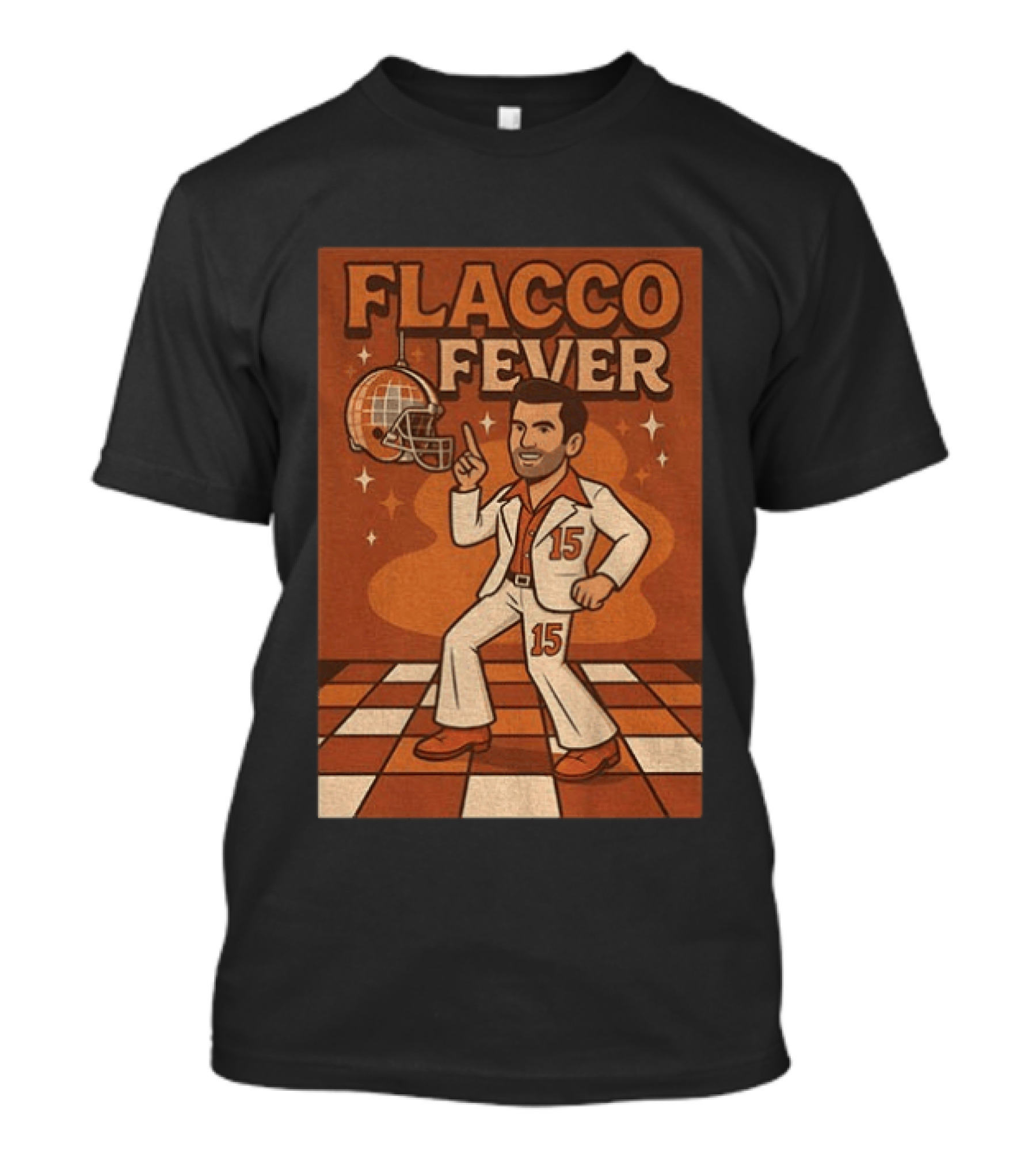 Flacco Fever Cleveland Browns 15 Football Retro Disco T-Shirt