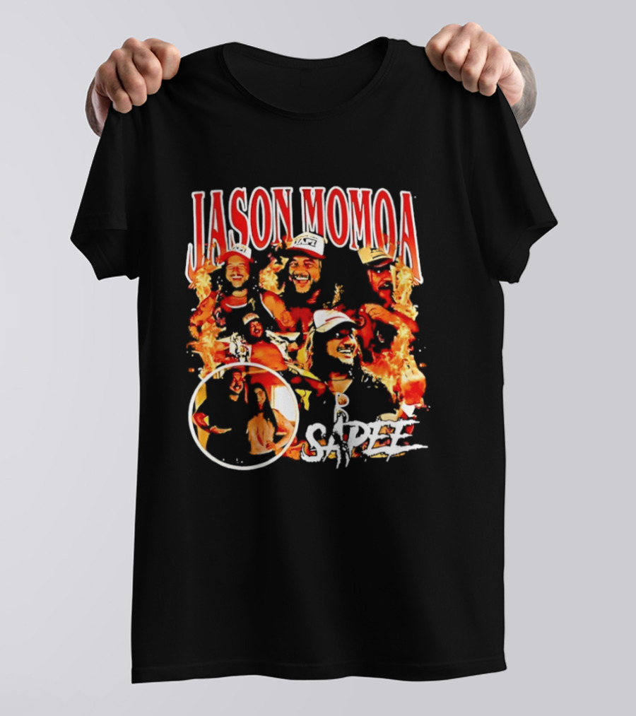 Jason Momoa Sapee Blazing Fire Faces T-Shirt