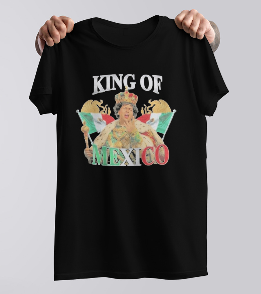 King Of Mexico Royalty With Flags And Crown T-Shirt