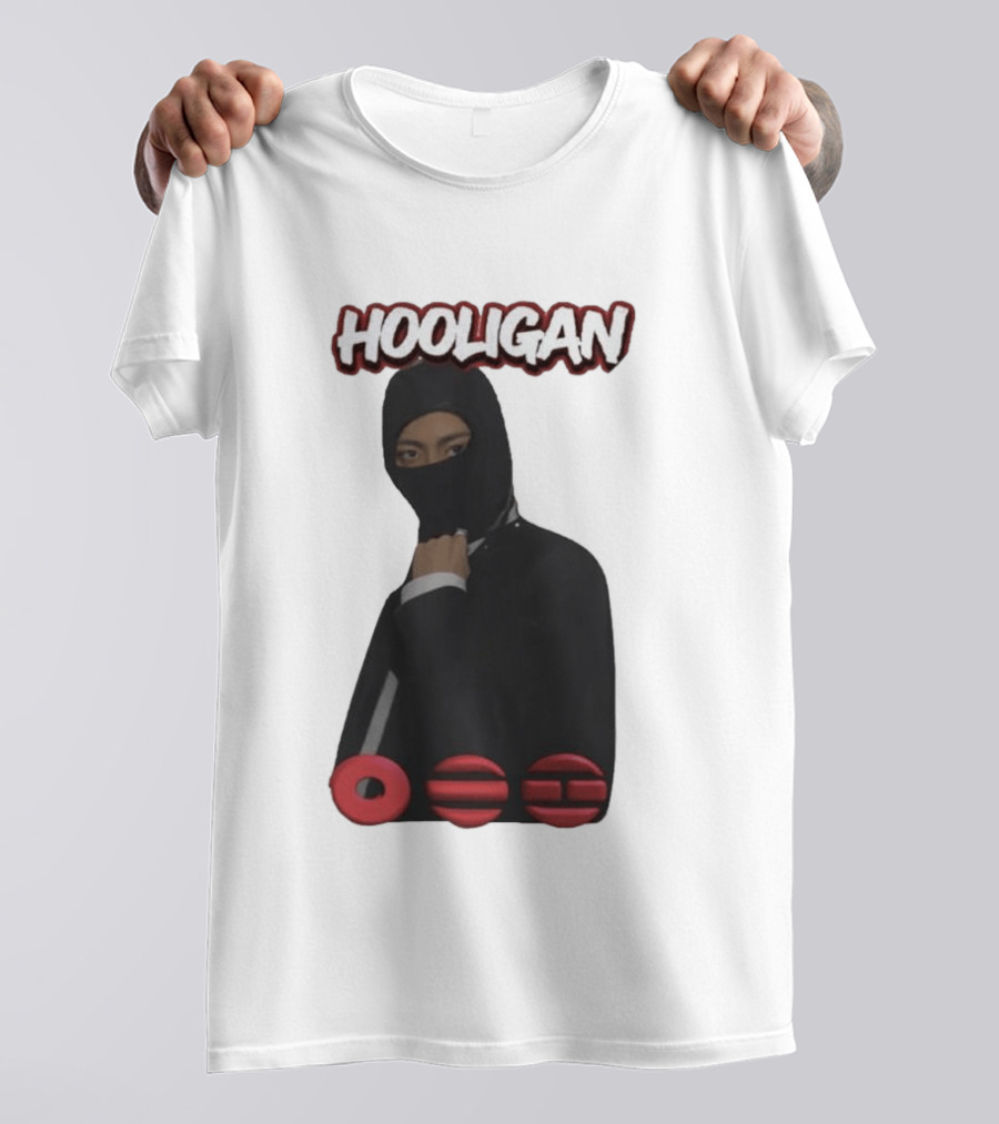 Hooligan Masked Style With BTS Concert Red Accents T-Shirt