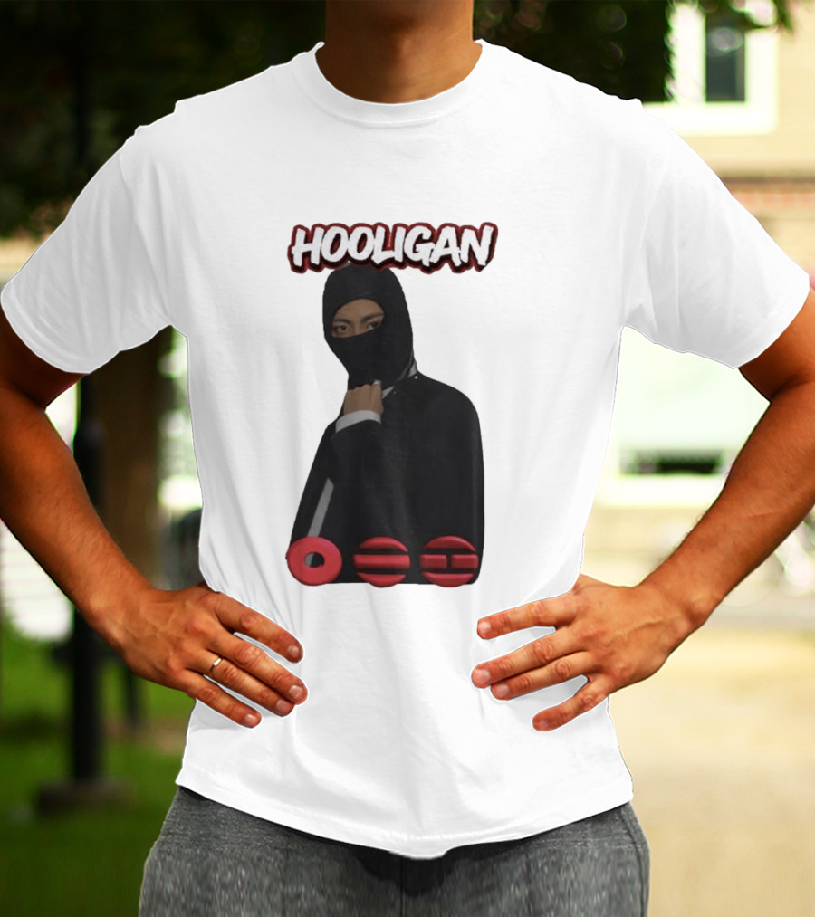 Hooligan Masked Style With BTS Concert Red Accents T-Shirt