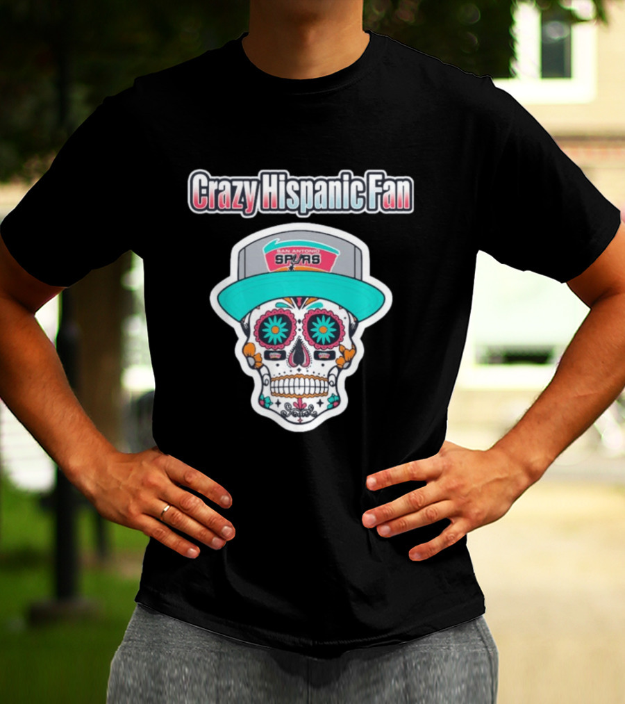 Crazy Hispanic Fan San Antonio Spurs Sugar Skull Hat T-Shirt
