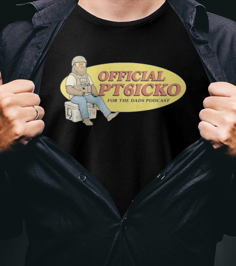 For The Dads Podcast Official PT6icko Bear Sitting On Cooler T-Shirt