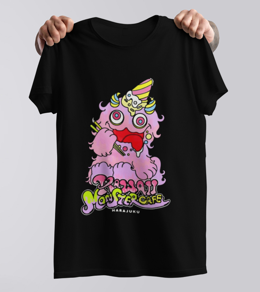 Kawaii Monster Cafe Harajuku Pink Fluffy Creature Fun T-Shirt