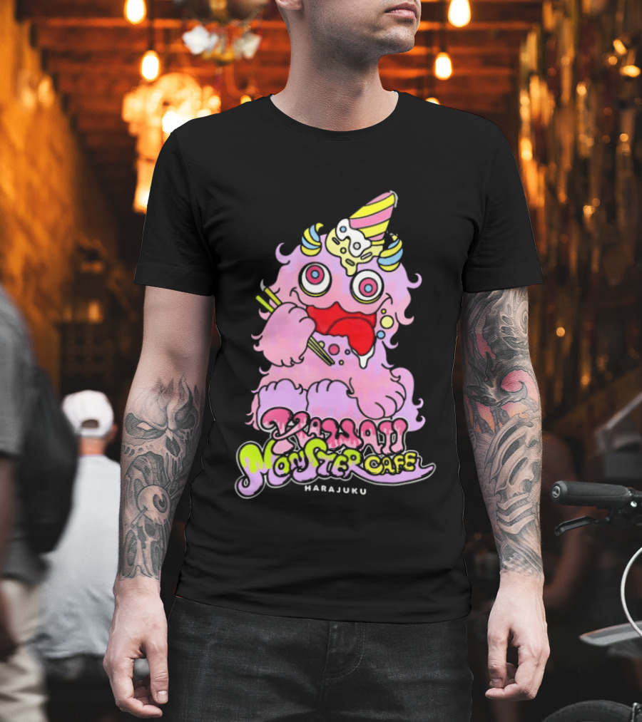 Kawaii Monster Cafe Harajuku Pink Fluffy Creature Fun T-Shirt
