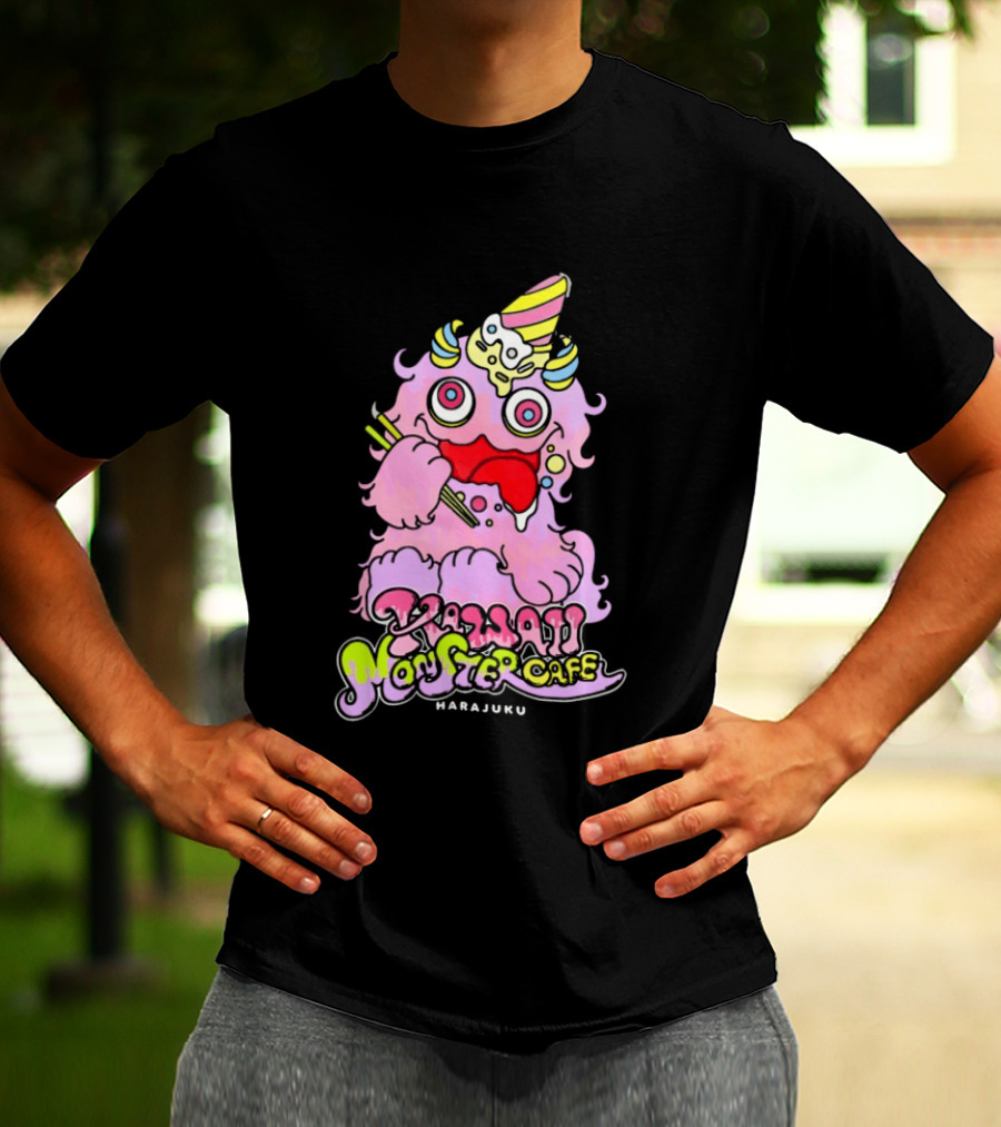 Kawaii Monster Cafe Harajuku Pink Fluffy Creature Fun T-Shirt