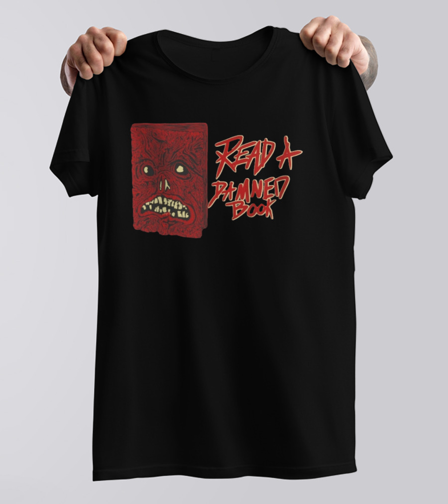 Read A Damned Book Creepy Red Monster Face T-Shirt