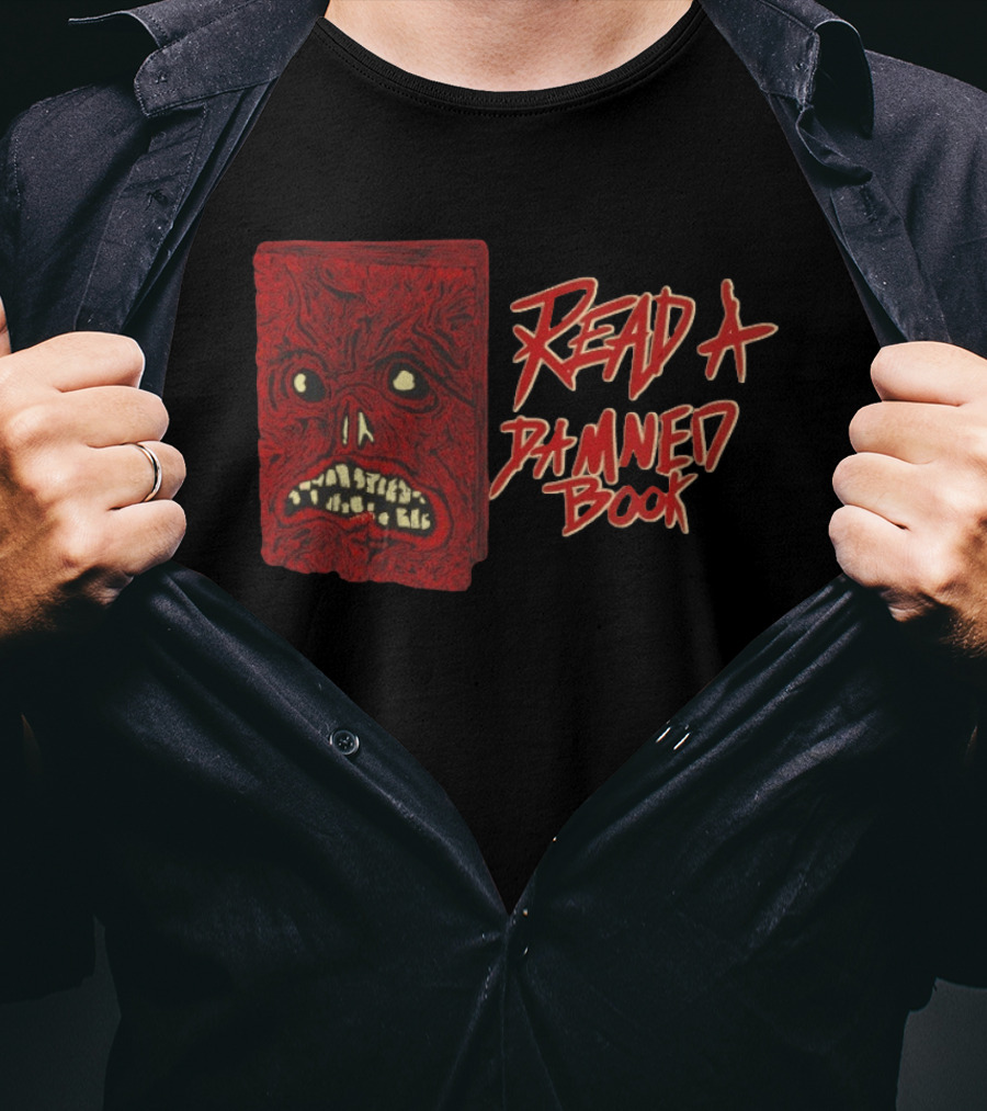 Read A Damned Book Creepy Red Monster Face T-Shirt