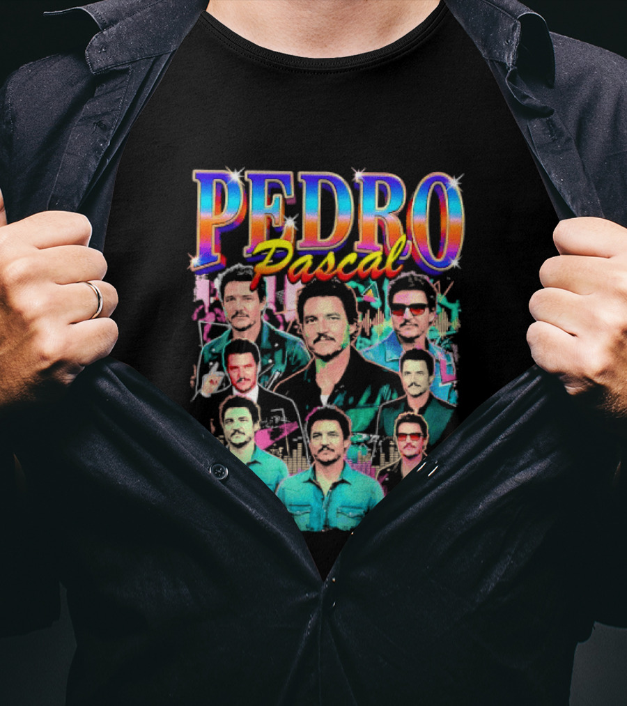 Pedro Pascal Multicolored Collage Actor T-Shirt