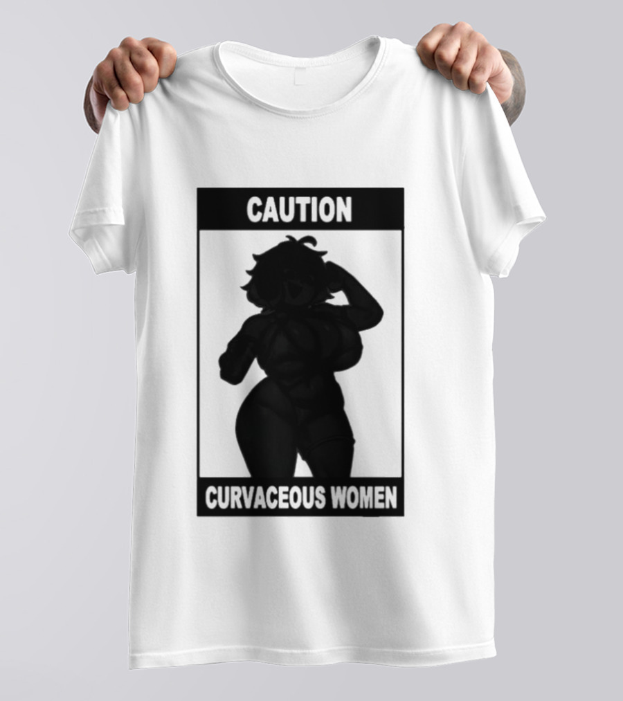 Caution Curvaceous Women 2026 Bold Silhouette Warning T-Shirt