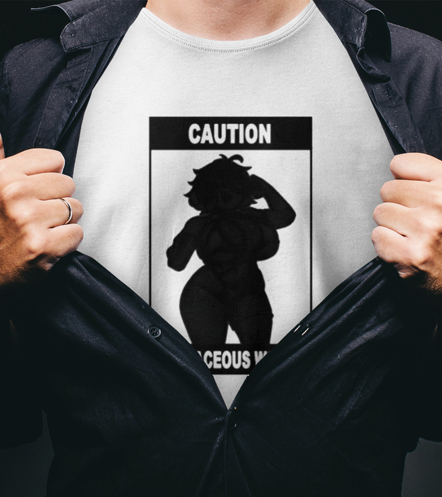 Caution Curvaceous Women 2026 Bold Silhouette Warning T-Shirt