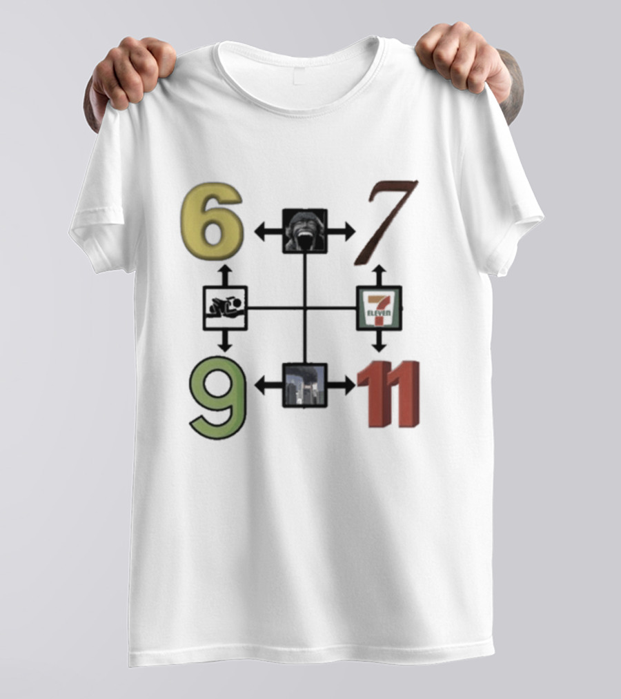 Six Seven Nine Eleven Numbers With Arrows T-Shirt