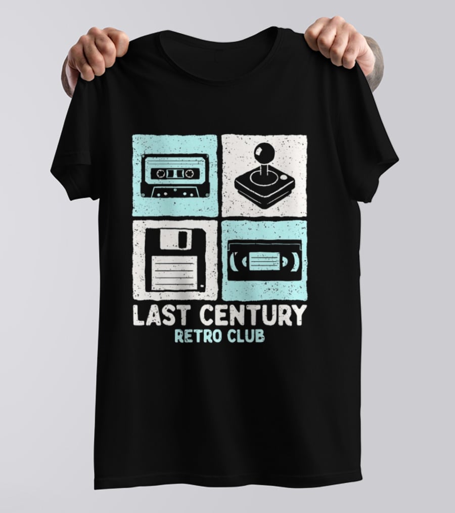 Last Century Retro Club Cassette Tape Joystick Floppy Disk Video Tape T-Shirt