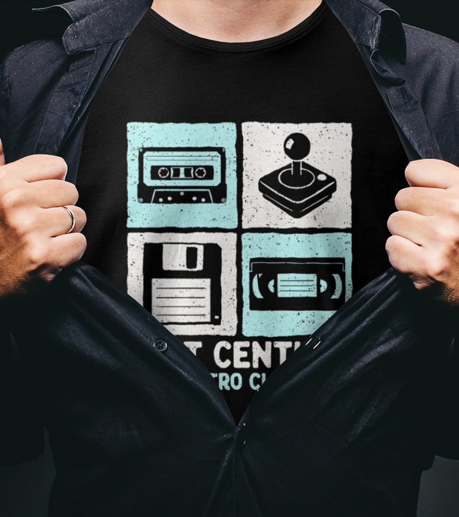 Last Century Retro Club Cassette Tape Joystick Floppy Disk Video Tape T-Shirt