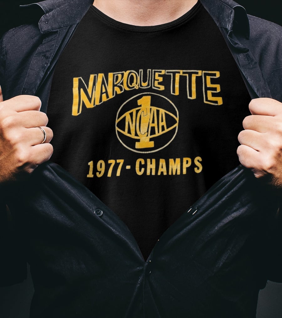 Marquette NCAA 1977 Champs Warriors 1 Basketball T-Shirt