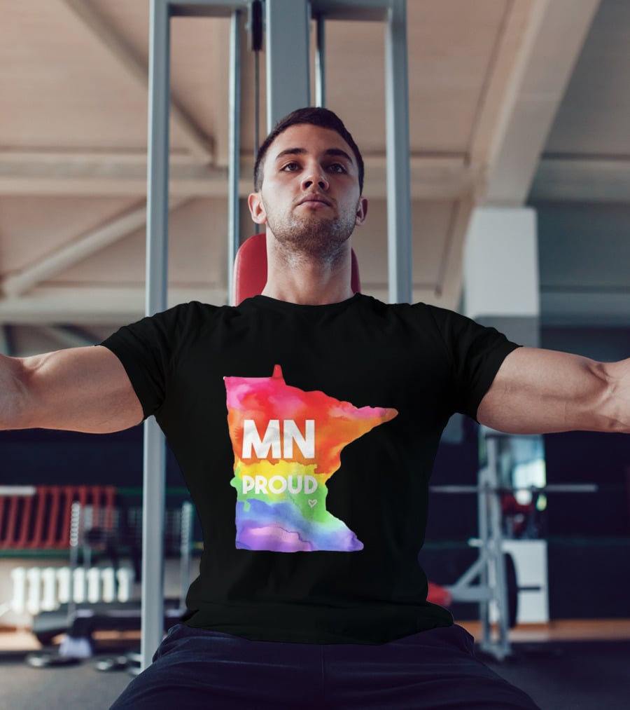 MN Proud Rainbow Heart Minnesota Map T-Shirt