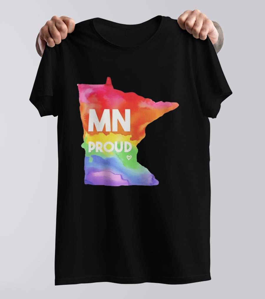 MN Proud Rainbow Heart Minnesota Map T-Shirt