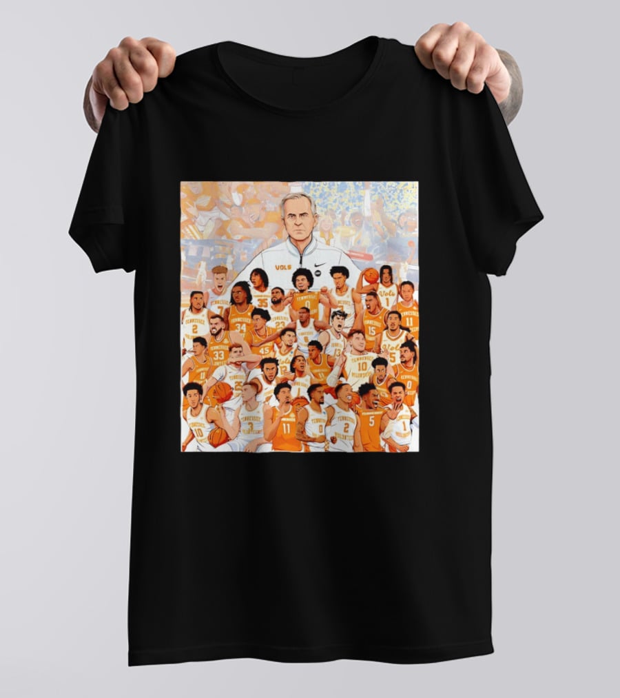 Tennessee Volunteers Basketball Team Illustration Coach Vols Players T-Shirt