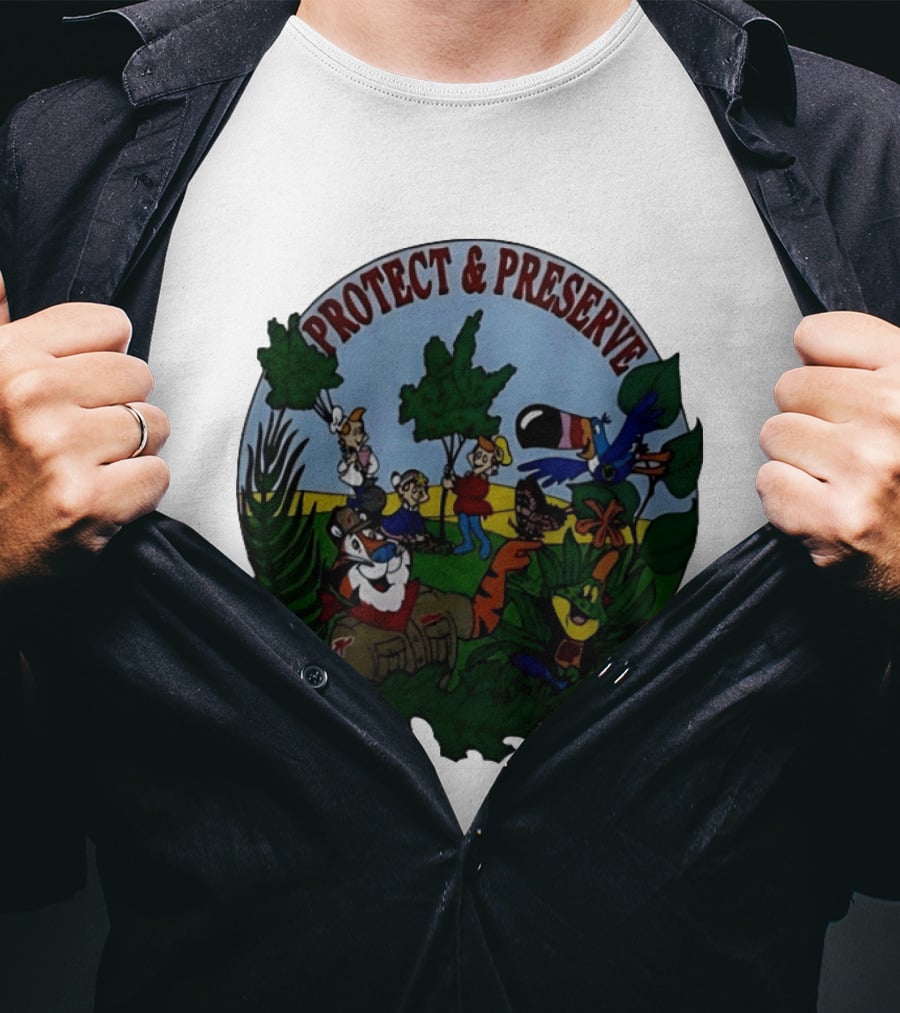 1993 Kelloggs Tony The Tiger Protect Preserve Environmentalist Kids Nature T-Shirt