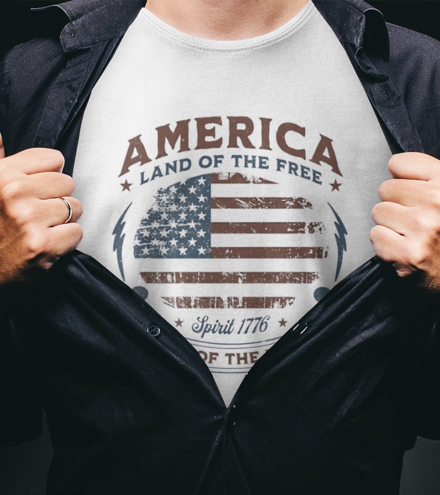 America Land Of The Free Home Of The Brave Spirit 1776 Flag Celebration T-Shirt
