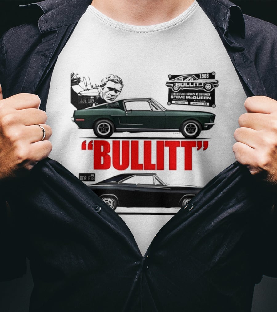 Bullitt 1968 Frank Bullitt Ford Mustang GT Green Highland Dodge Charger T-Shirt