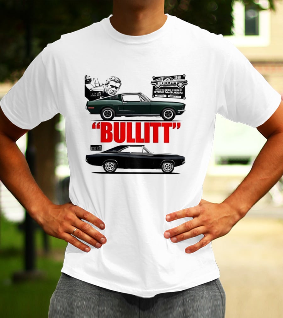 Bullitt 1968 Frank Bullitt Ford Mustang GT Green Highland Dodge Charger T-Shirt