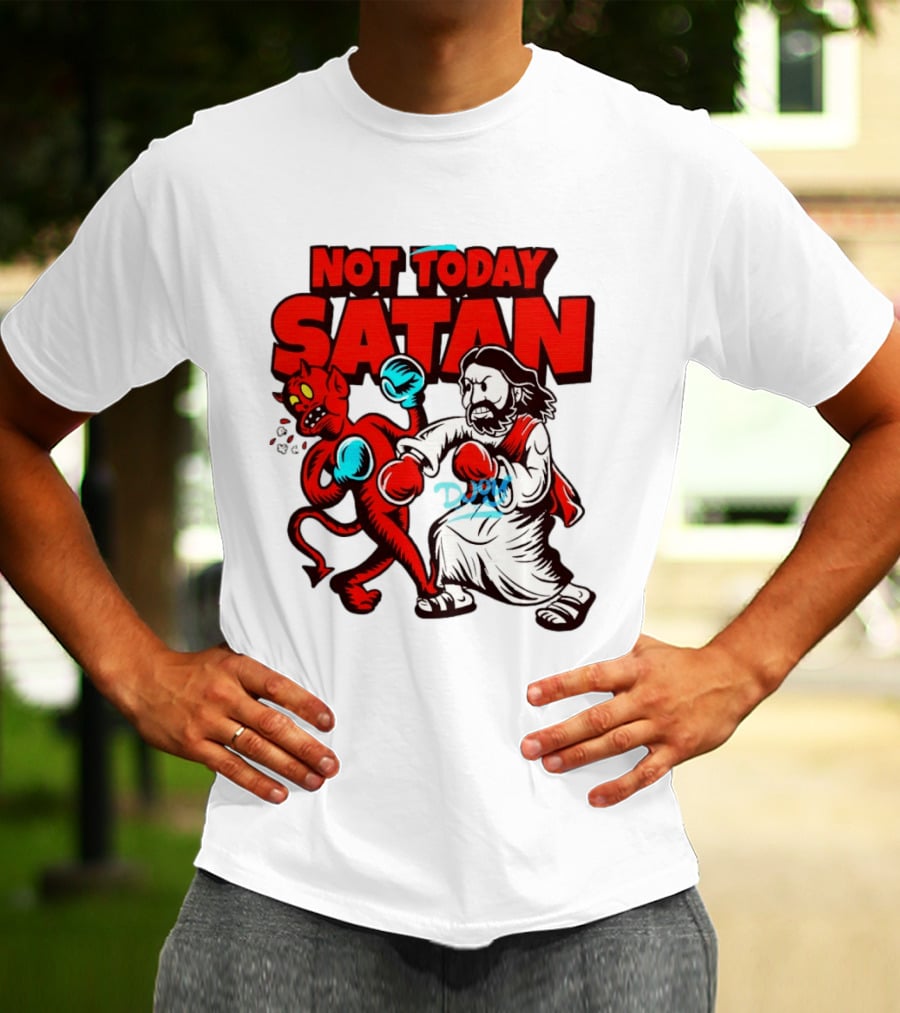 Not Today Satan God Versus Devil Boxing Match T-Shirt