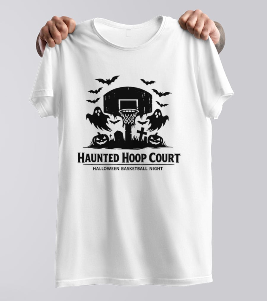 Halloween Haunted Hoop Court Spooky Pumpkin Basketball Night T-Shirt