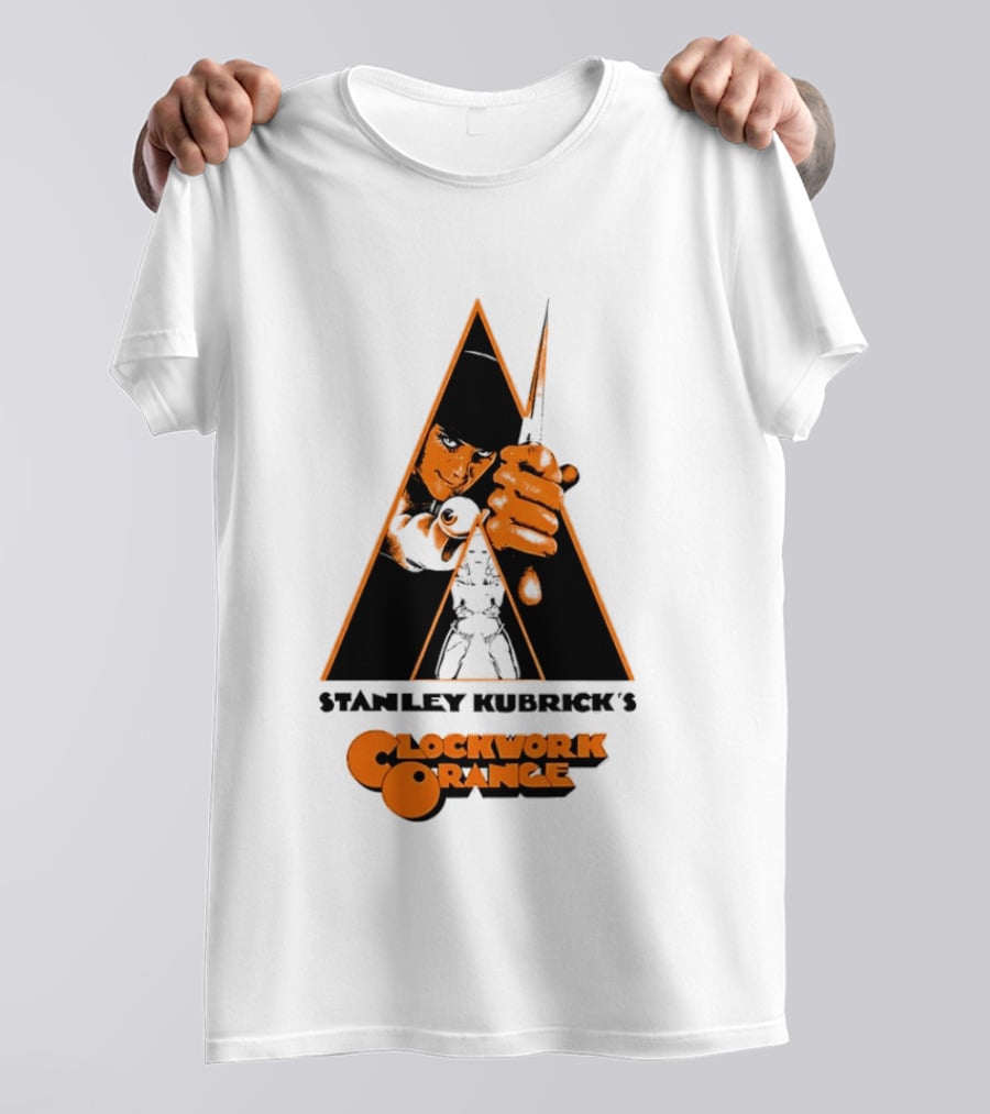 Work Orange Stanley Kubrick Iconic Image With Knife And Triangle T-Shirt