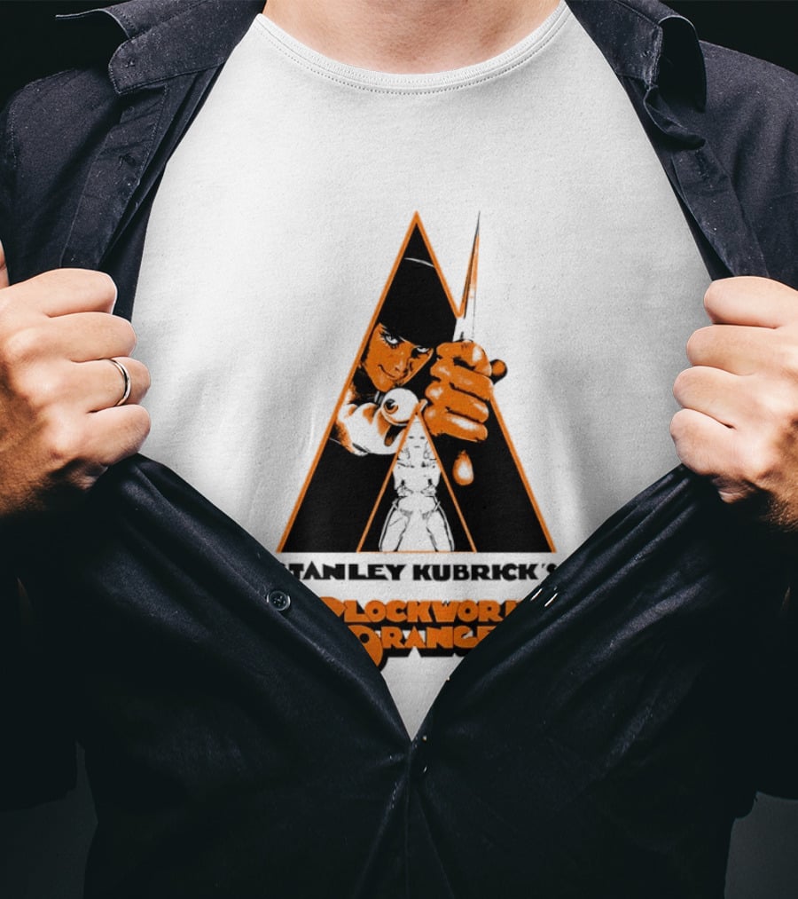 Work Orange Stanley Kubrick Iconic Image With Knife And Triangle T-Shirt