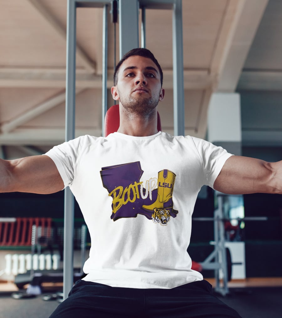 Welcome Home Coach Will Wade Boot Up LSU Tigers Louisiana Map And Boot With LSU Logo And Tiger Head T-Shirt